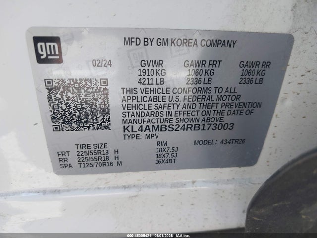 Продажа на аукционе авто 2024 Buick Encore Gx Preferred Fwd, vin: KL4AMBS24RB173003, номер лота: 45005421