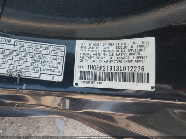 Продаж на аукціоні авто 2003 Honda Civic Ex, vin: 1HGEM21913L012276, номер лоту: 45005485