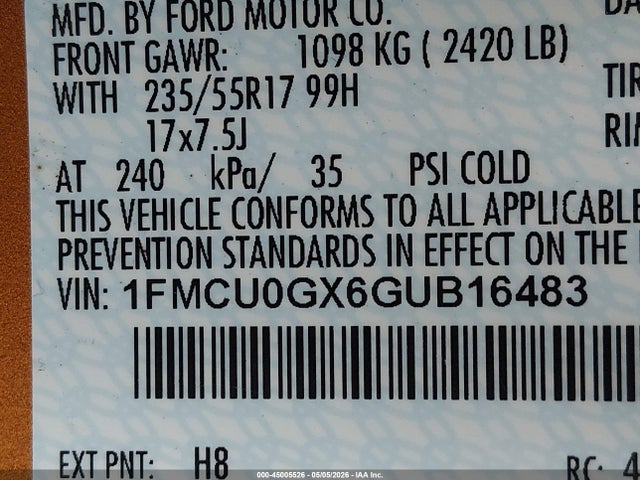 1FMCU0GX6GUB16483 Ford ESCAPE SE