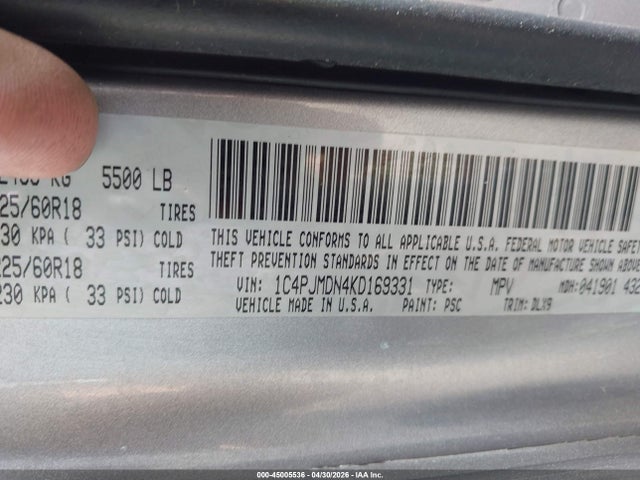 Aukcja sprzedaży 2019 Jeep Cherokee Limited 4x4, vin: 1C4PJMDN4KD169331, numer aukcji: 45005536