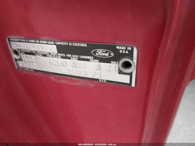 Aukcja sprzedaży 1976 Ford F-250, vin: F26YRC50769, numer aukcji: 45005548