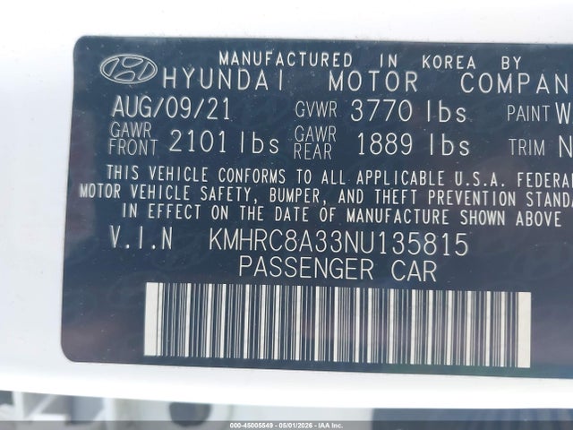 Продажа на аукционе авто 2022 Hyundai Venue Limited, vin: KMHRC8A33NU135815, номер лота: 45005549