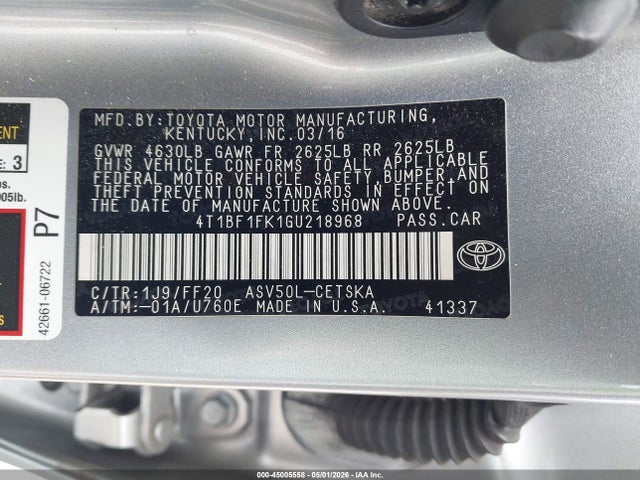 Продаж на аукціоні авто 2016 Toyota Camry Le/se/xle/xse, vin: 4T1BF1FK1GU218968, номер лоту: 45005558