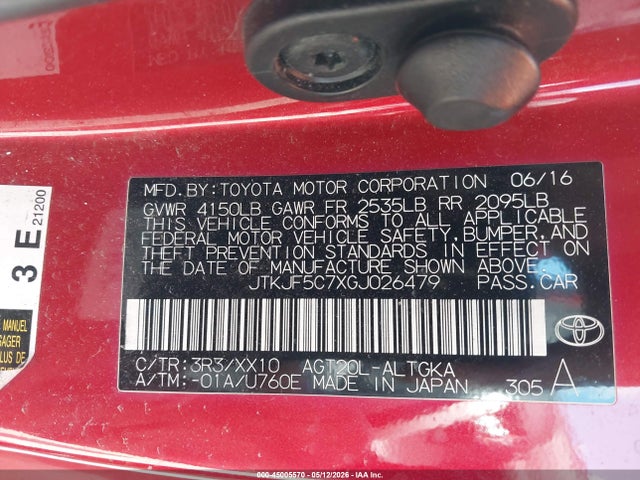 Продаж на аукціоні авто 2016 Scion Tc Release Series 10.0, vin: JTKJF5C7XGJ026479, номер лоту: 45005570
