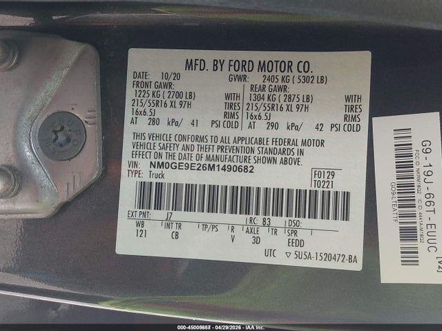 Продажа на аукционе авто 2021 Ford Transit Connect Xl Passenger, vin: NM0GE9E26M1490682, номер лота: 45005687