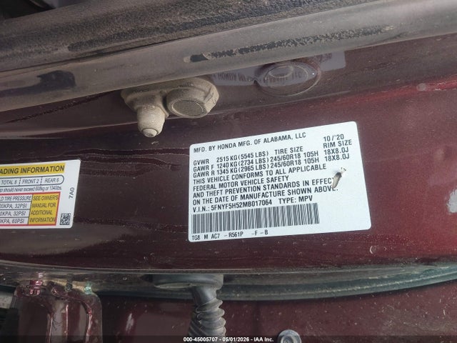 Honda Pilot 2wd Ex-l 2021 5FNYF5H52MB017064 Image 9