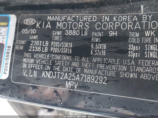 Продажа на аукционе авто 2010 Kia Soul +, vin: KNDJT2A25A7189292, номер лота: 45005778
