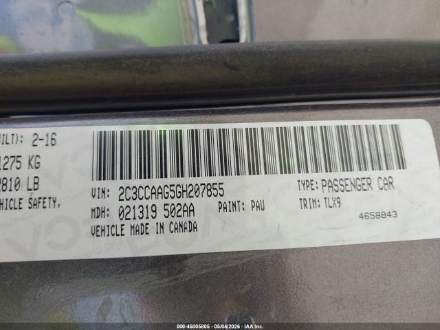 Продаж на аукціоні авто 2016 Chrysler 300 Anniversary Edition, vin: 2C3CCAAG5GH207855, номер лоту: 45005805
