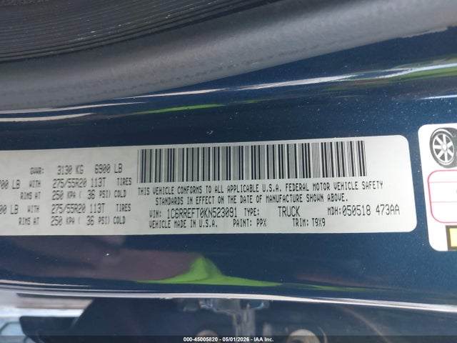 Продажа на аукционе авто 2019 Ram 1500 Big Horn/lone Star  4x2 5'7 Box, vin: 1C6RREFT0KN523091, номер лота: 45005820