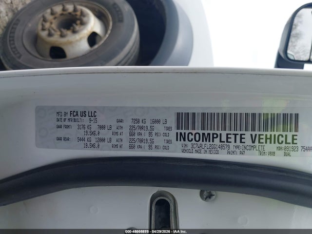 45005875 :رقم المزاد ، 3C7WRLFL2GG148579 vin ، 2016 Ram 4500 Chassis Tradesman/slt/laramie مزاد بيع