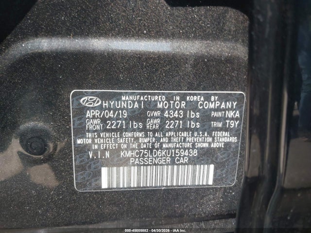 KMHC75LD6KU159438 Hyundai Ioniq Plug-in Hybrid Limited