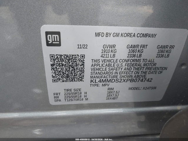 2023 Buick Encore Gx Select Fwd მანქანა იყიდება აუქციონზე, vin: KL4MMDS2XPB074742, აუქციონის ნომერი: 45005915