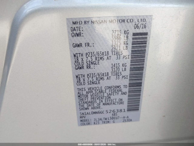 5N1AL0MN6GC526381 Infiniti QX60