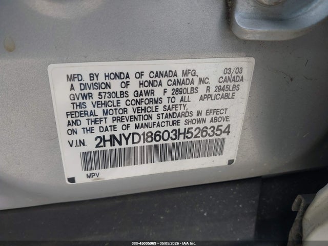 Aukcja sprzedaży 2003 Acura Mdx, vin: 2HNYD18603H526354, numer aukcji: 45005969