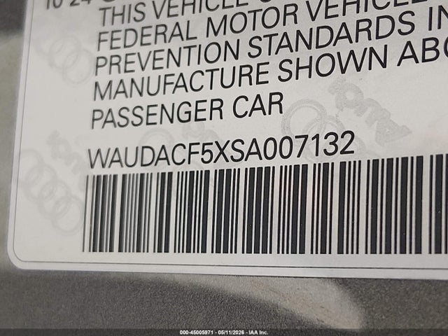 Aukcja sprzedaży 2025 Audi A5 Sportback Premium 45 Tfsi S Line Quattro S Tronic, vin: WAUDACF5XSA007132, numer aukcji: 45005971