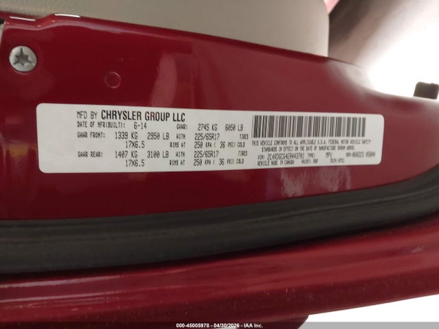 2014 Dodge Grand Caravan Sxt მანქანა იყიდება აუქციონზე, vin: 2C4RDGCG4ER443701, აუქციონის ნომერი: 45005978