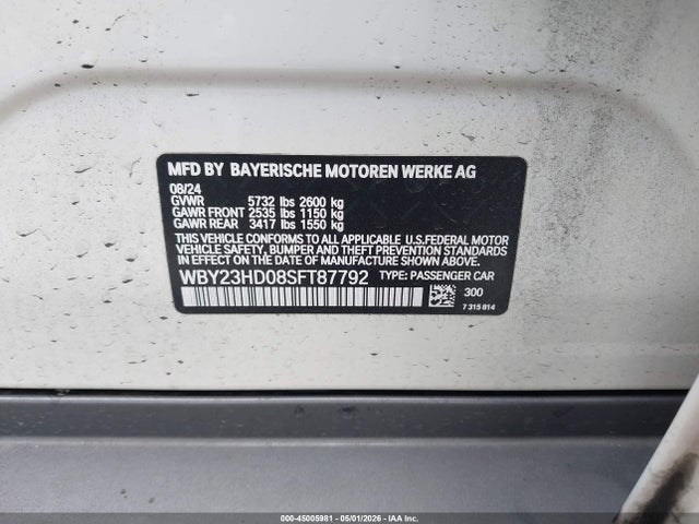 BMW I4 Gran Coupe Edrive40 2025 WBY23HD08SFT87792 Image 9