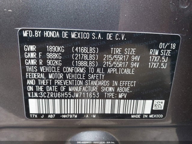 Honda HR-V EX 2018 3CZRU6H55JM711653 Image 9