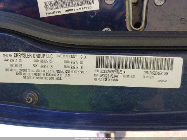 Продаж на аукціоні авто 2014 Chrysler 300, vin: 2C3CCAAG9EH312914, номер лоту: 45006041