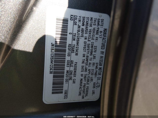 Aukcja sprzedaży 2017 Nissan Rogue Sport Sv, vin: JN1BJ1CR5HW123438, numer aukcji: 45006077