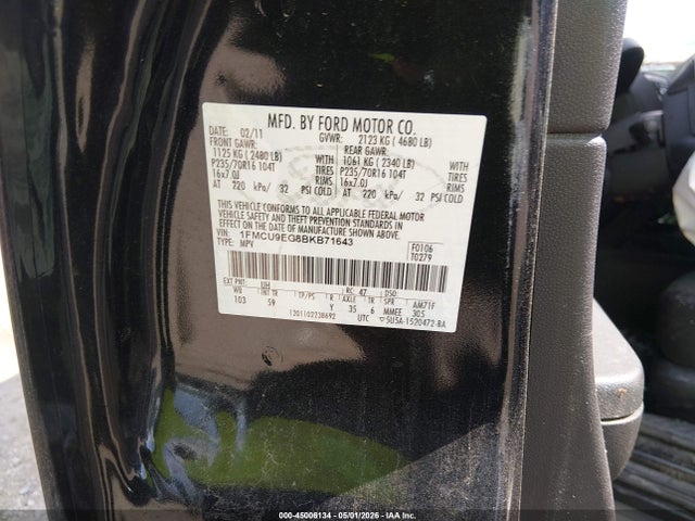 Продажа на аукционе авто 2011 Ford Escape Limited, vin: 1FMCU9EG8BKB71643, номер лота: 45006134