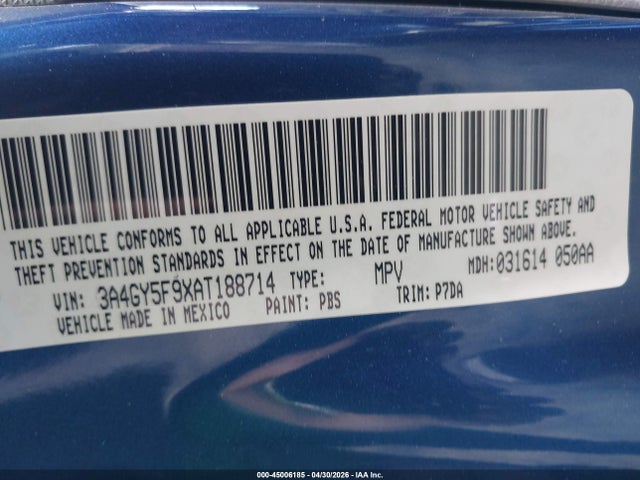 2010 Chrysler Pt Cruiser Classic მანქანა იყიდება აუქციონზე, vin: 3A4GY5F9XAT188714, აუქციონის ნომერი: 45006185