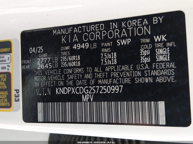 KNDPXCDG2S7250997 KIA Sportage Hybrid Sx-prestige