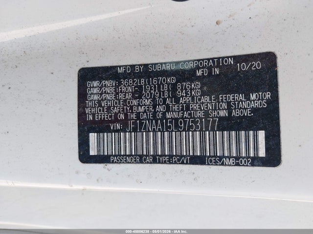 Aukcja sprzedaży 2020 Toyota 86, vin: JF1ZNAA15L9753177, numer aukcji: 45006238