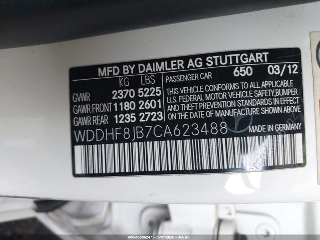 Продаж на аукціоні авто 2012 Mercedes-benz E 350 4matic, vin: WDDHF8JB7CA623488, номер лоту: 45006247