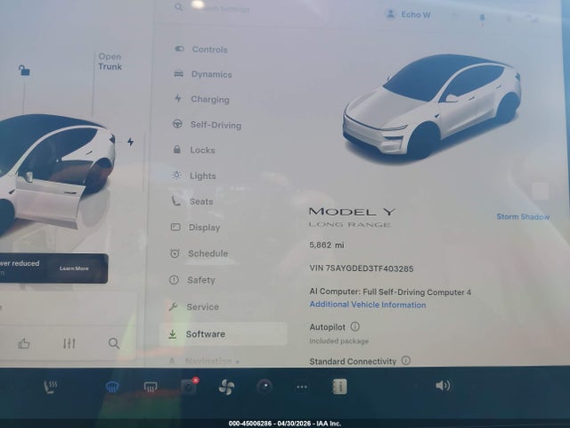 45006286 :رقم المزاد ، 7SAYGDED3TF403285 vin ، 2026 Tesla Model Y Premium Rear-wheel Drive/rear-wheel Drive مزاد بيع