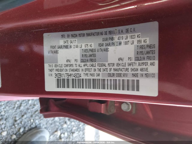 Aukcja sprzedaży 2017 Mazda Mazda3 Touring, vin: 3MZBN1V76HM148004, numer aukcji: 45006296