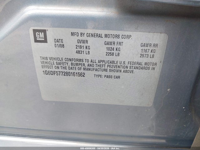 Aukcja sprzedaży 2008 Cadillac Cts Standard, vin: 1G6DF577280161562, numer aukcji: 45006305