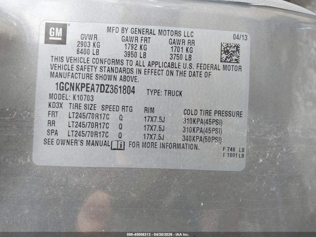 Продажа на аукционе авто 2013 Chevrolet Silverado 1500 Work Truck, vin: 1GCNKPEA7DZ361804, номер лота: 45006313