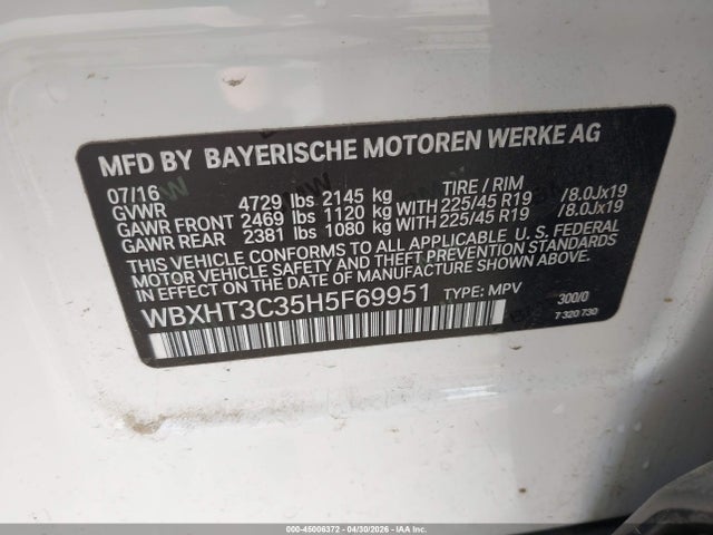 Продаж на аукціоні авто 2017 Bmw X1 Xdrive28i, vin: WBXHT3C35H5F69951, номер лоту: 45006372