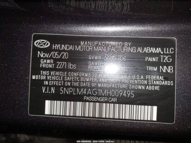 2021 Hyundai Elantra Sel მანქანა იყიდება აუქციონზე, vin: 5NPLM4AG1MH009495, აუქციონის ნომერი: 45006383