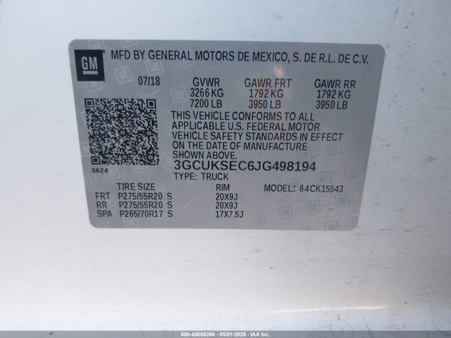 Chevrolet Silverado 1500 1lz 2018 3GCUKSEC6JG498194 Image 9