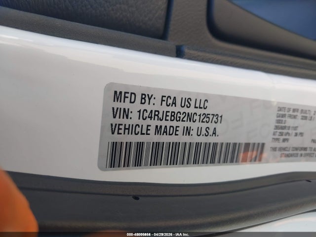 Aukcja sprzedaży 2022 Jeep Grand Cherokee Wk Limited 4x2, vin: 1C4RJEBG2NC125731, numer aukcji: 45006464