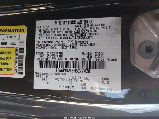 1FA6P8AM3H5277428 Ford Mustang V6