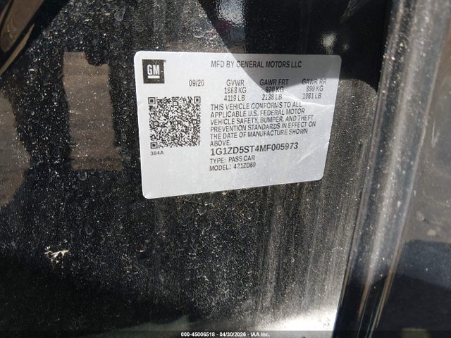 45006518 :رقم المزاد ، 1G1ZD5ST4MF005973 vin ، 2021 Chevrolet Malibu Fwd Lt مزاد بيع