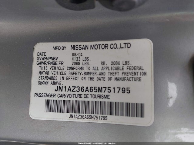 45006523 :رقم المزاد ، JN1AZ36A65M751795 vin ، 2005 Nissan 350z Touring مزاد بيع
