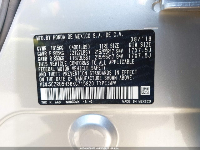 3CZRU5H36KG715820 Honda HR-V LX