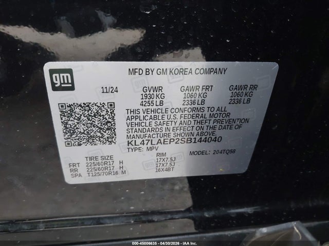 45006635 :رقم المزاد ، KL47LAEP2SB144040 vin ، 2025 Buick Envista Preferred Fwd مزاد بيع