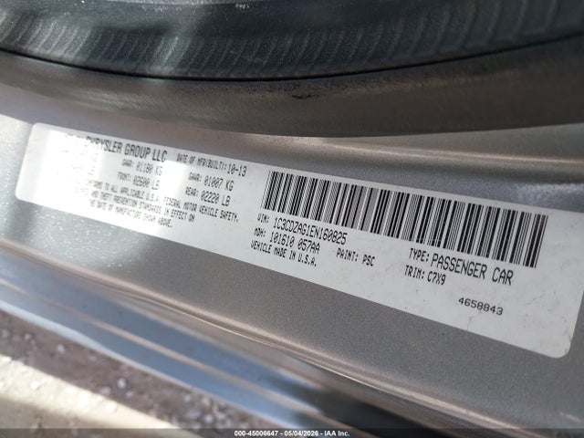 45006647 :رقم المزاد ، 1C3CDZAG1EN160825 vin ، 2014 Dodge Avenger Se مزاد بيع