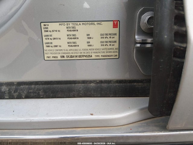 Tesla Model S P85 2014 5YJSA1H18EFP45354 Image 9