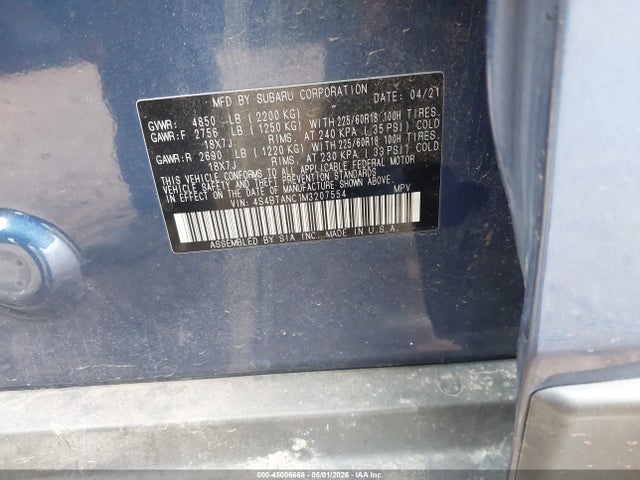 Aukcja sprzedaży 2021 Subaru Outback Limited, vin: 4S4BTANC1M3207554, numer aukcji: 45006668