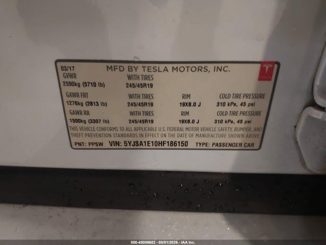 Tesla Model S 60/75 2017 5YJSA1E10HF186150 Image 9