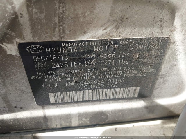 Aukcja sprzedaży 2014 Hyundai Sonata Hybrid Limited, vin: KMHEC4A49EA103193, numer aukcji: 45006688