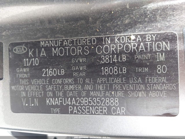 Продаж на аукціоні авто 2011 Kia Forte Ex, vin: KNAFU4A29B5352888, номер лоту: 45006696