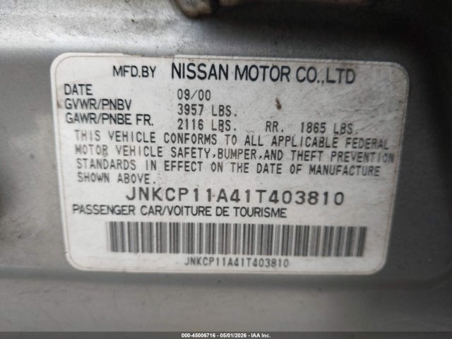 Продажа на аукционе авто 2001 Infiniti G20 Luxury, vin: JNKCP11A41T403810, номер лота: 45006716