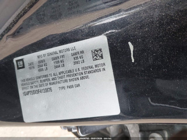 45006763 :رقم المزاد ، 1G4PT5SV3F4133876 vin ، 2015 Buick Verano Premium Turbo Group مزاد بيع